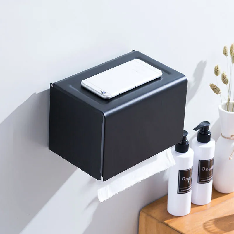 

Алюминиевый черный контейнер для туалетной бумаги, настенный водонепроницаемый держатель для бумаги, аксессуары для ванной комнаты