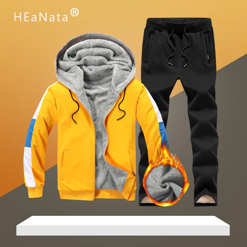 Зимний толстый теплый спортивный костюм с капюшоном из искусственной овчины