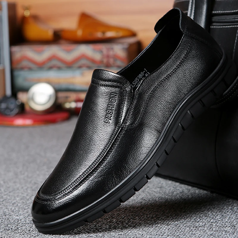 Туфли мужские из натуральной кожи удобная повседневная мягкая подошва воловьей