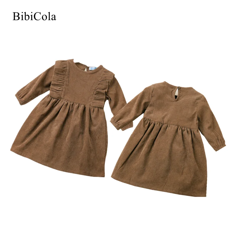 

Autumn Winter Newborn Baby Girls Round Neck Corduroy Pleated Lace Princess Dress Toddler Girls Casual Wear Clothes Baby Skirts