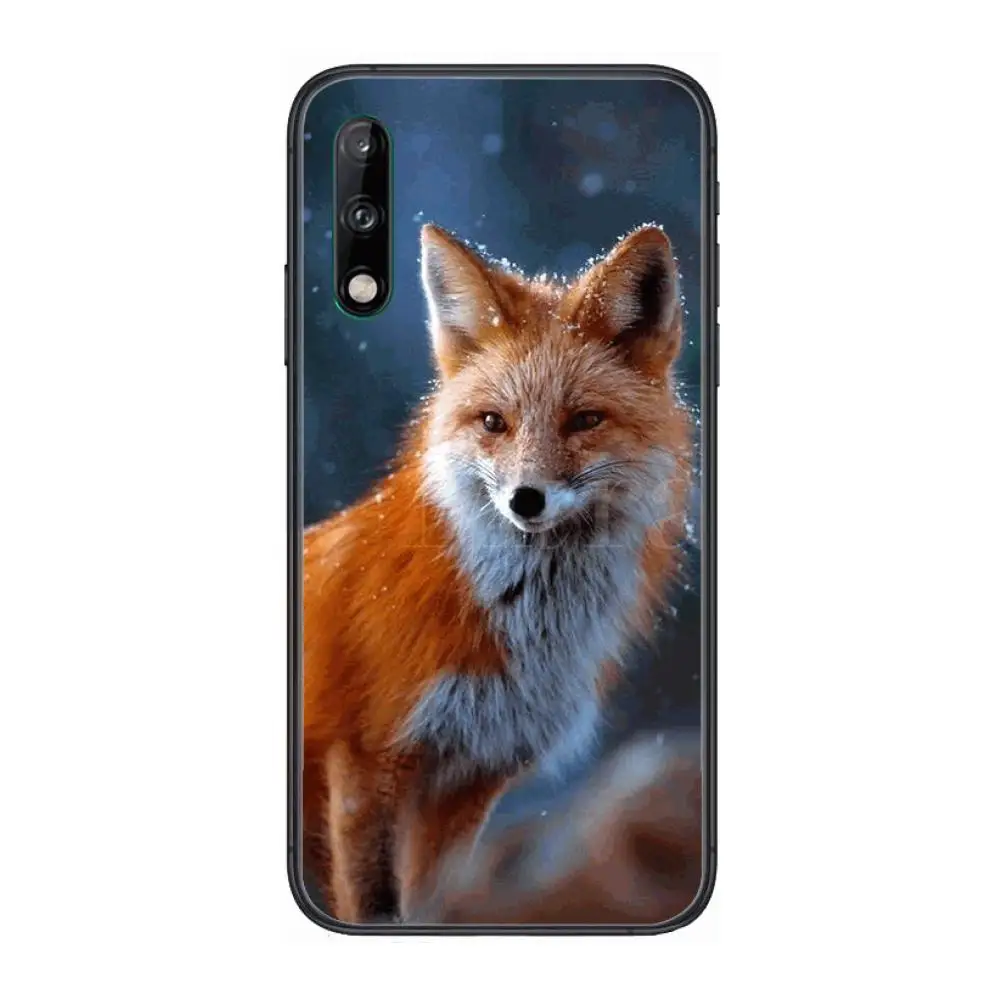

Back Trend Fox Cute Anima Clear Phone Case For Huawei Y 5 6 7 8 9 A P S Pro 2020 2019 Black Etui Coque Hoesjes Comic Fashion