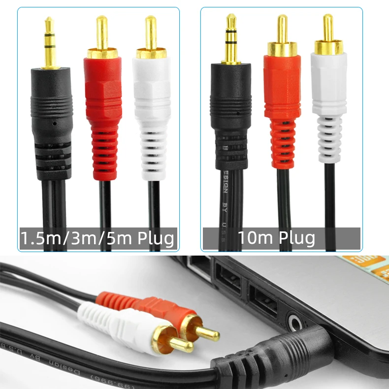 1 5 м/3M/5 м/10 м 3 мм штекер RCA Мужской стерео музыкальный аудио кабель AUX для Mp3