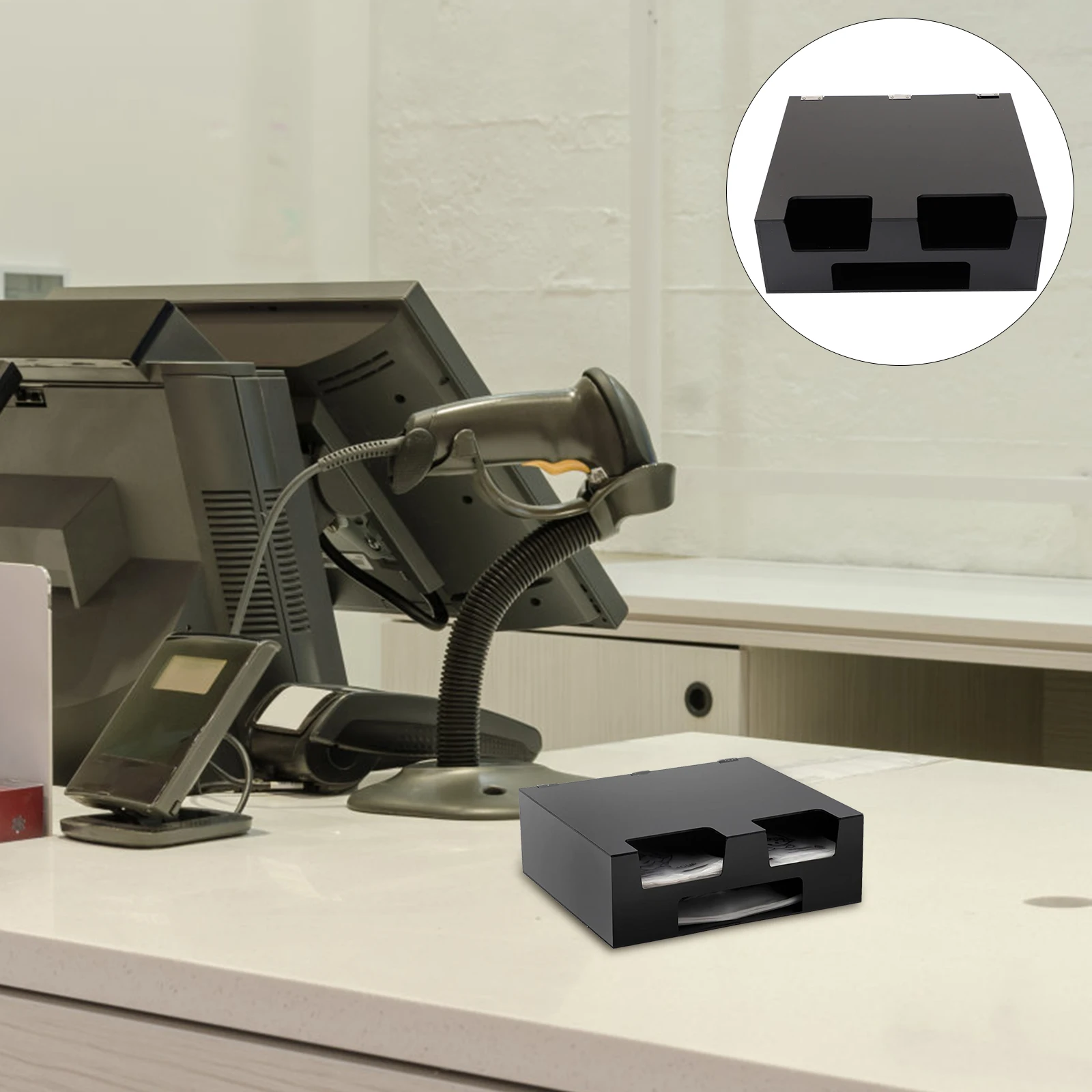 

1pc Cashier Desk Storage Rack Cashier Desk Acrylic Checkout Counter Durable Drink Packing Bag Holde