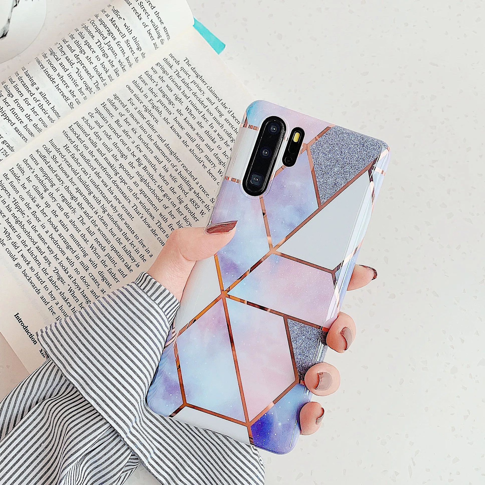 Геометрический глянцевый чехол для телефона Huawei Honor P20 P30 Nova 3e 4e Mate 20 Pro Lite защитный