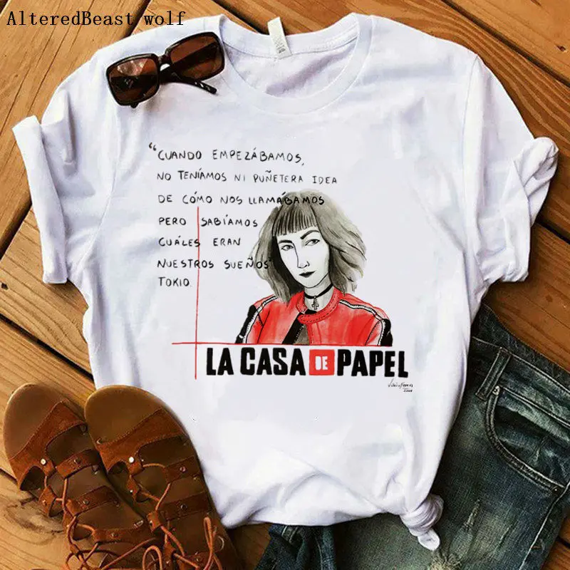 as picture Movie Money Heist The House Of paper футболка La Casa De Papel футболка Женская мода Повседневная футболка женская летняя женская - Цвет: as picture