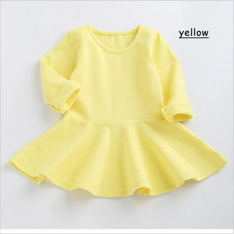 Детское плиссированное платье однотонное Хлопковое для девочек 6 мес./5 лет на
