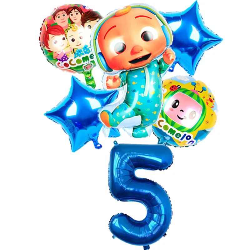 6 шт./компл. Cocomelon воздушный шар 32 дюйма с цифрами для детского дня рождения