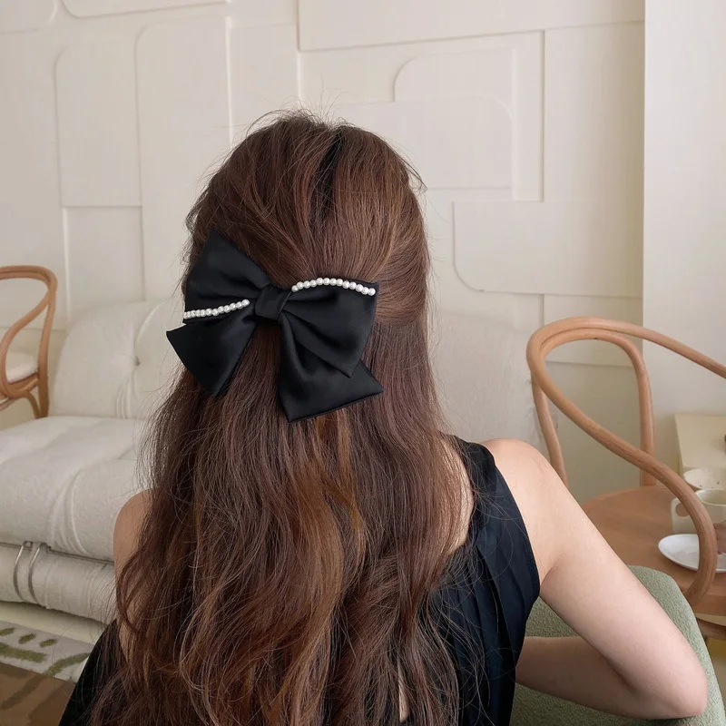 

Корейский стиль шпилька для волос с жемчужным бантом головной убор на пружине заколка для волос для нежной девушки большая заколка аксессу...