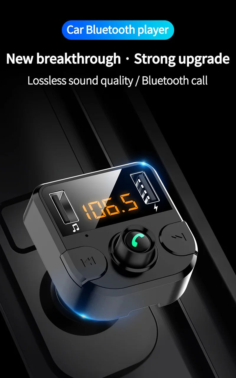 Беспроводной fm-передатчик Bluetooth автомобильный комплект MP3 музыкальный плеер Bluetooth 5,0 громкой связи вызов двойной зарядное устройство usb Поддержка TF карта