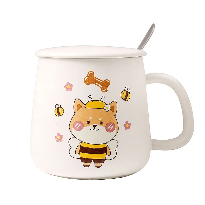 

Кружка Керамическая с крышкой и ложкой, 400 мл