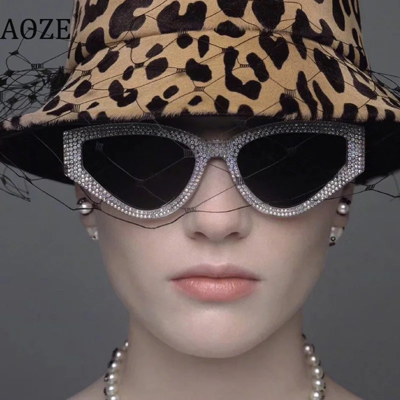 

2021 Luxury brand cat eye sunglasses women fashion Diamond sunglasses pink sun glasses