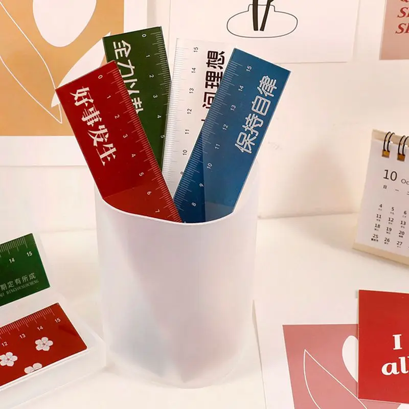 

15CM Inspirational Text Ruler Guofeng Stationery Hand Account Ruler Drawing Scale Ruler Acrylic Ruler