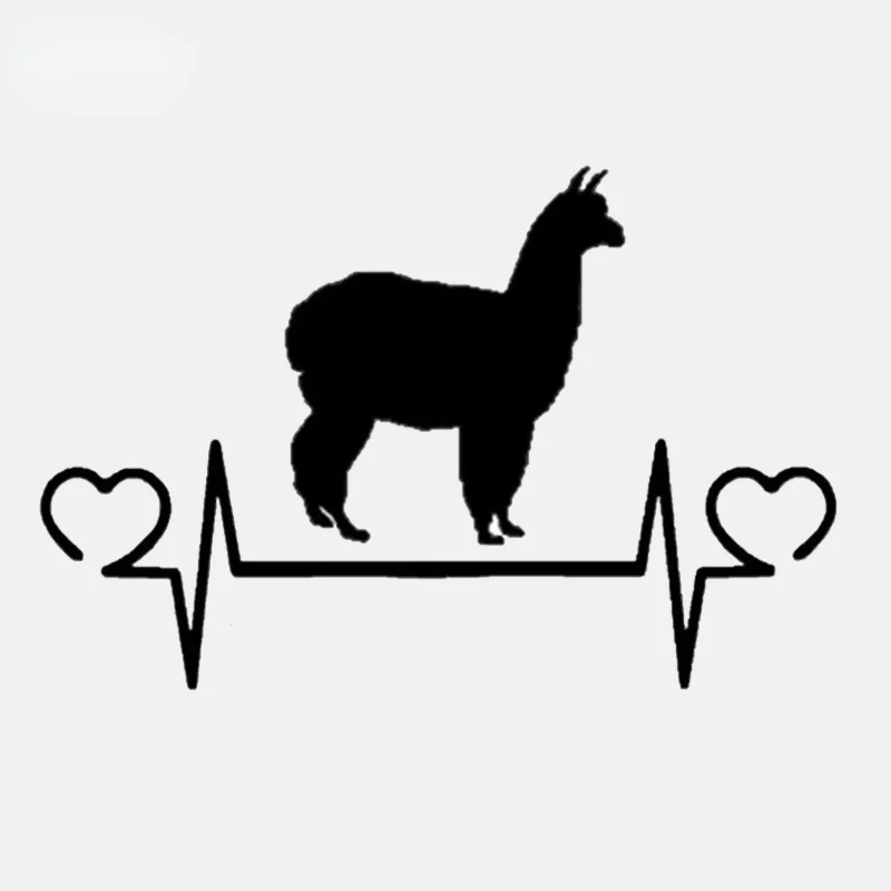 

13.6CM*9CM Cute Alpaca Lifeline Heartbeat Vinyl Motorcycle Car Sticker Decal