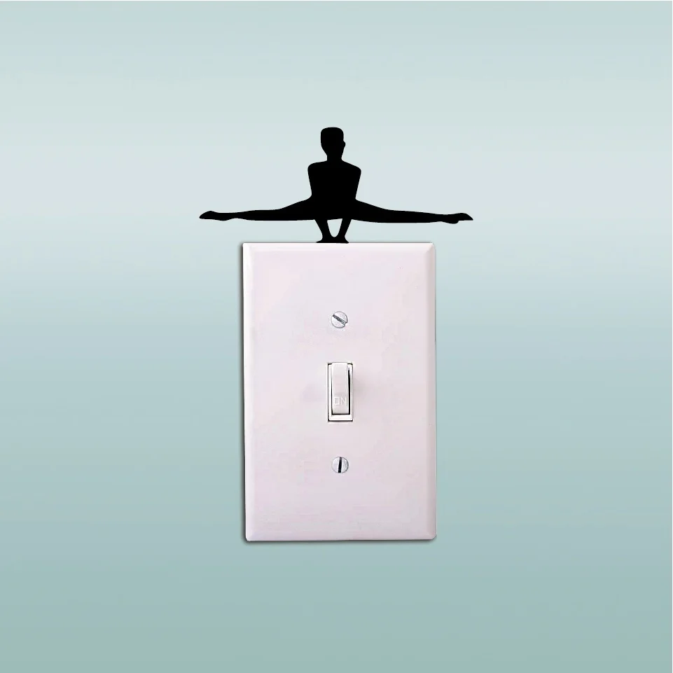 

4.5*11cm Yoga Dancer Performing Split Light Switch Sticker Vinyl Wall Art Decal for Home Decoration
