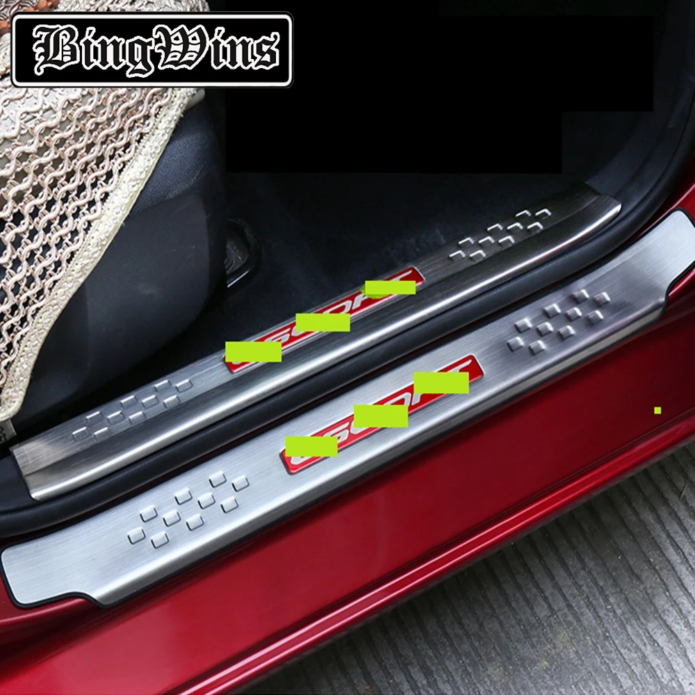 

Car style for 15-21 Ford Escort modified welcome pedal door sill trim rear guard scratch proof chrome plated bright strip