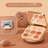 marco andy 9 color eyeshadow palette cute pet tenderness matte pearl glitter powder easy to make up nude dry and wet eyeshadow