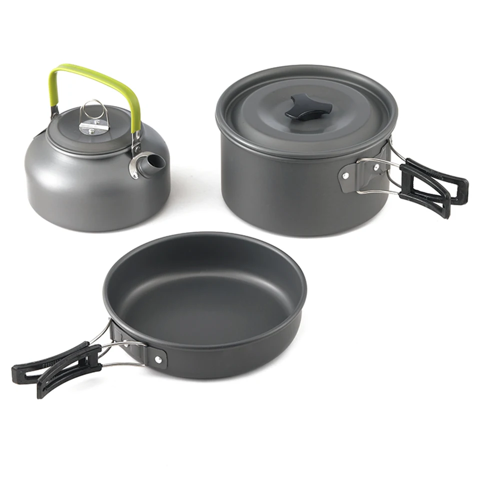 

Camping Pot Ultralight Stainless Steel Cooking Pot Outdoor Camping Tableware Plastic Bowl With Wooden Shovel Outdoor Cooking