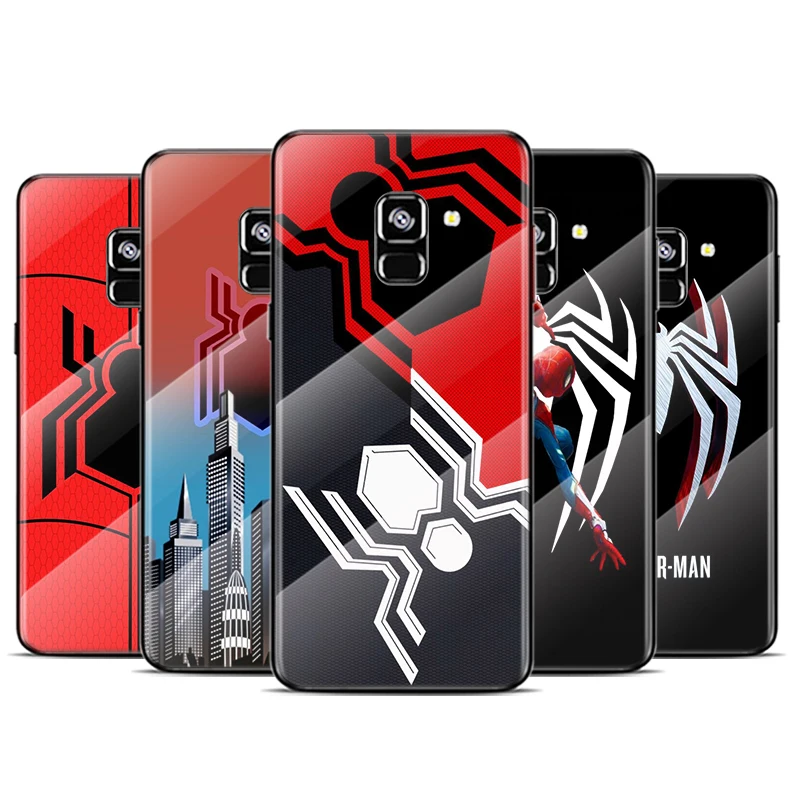 Чехол для телефона из закаленного стекла с логотипом Marvel Человек паук Samsung Note 20 10 9