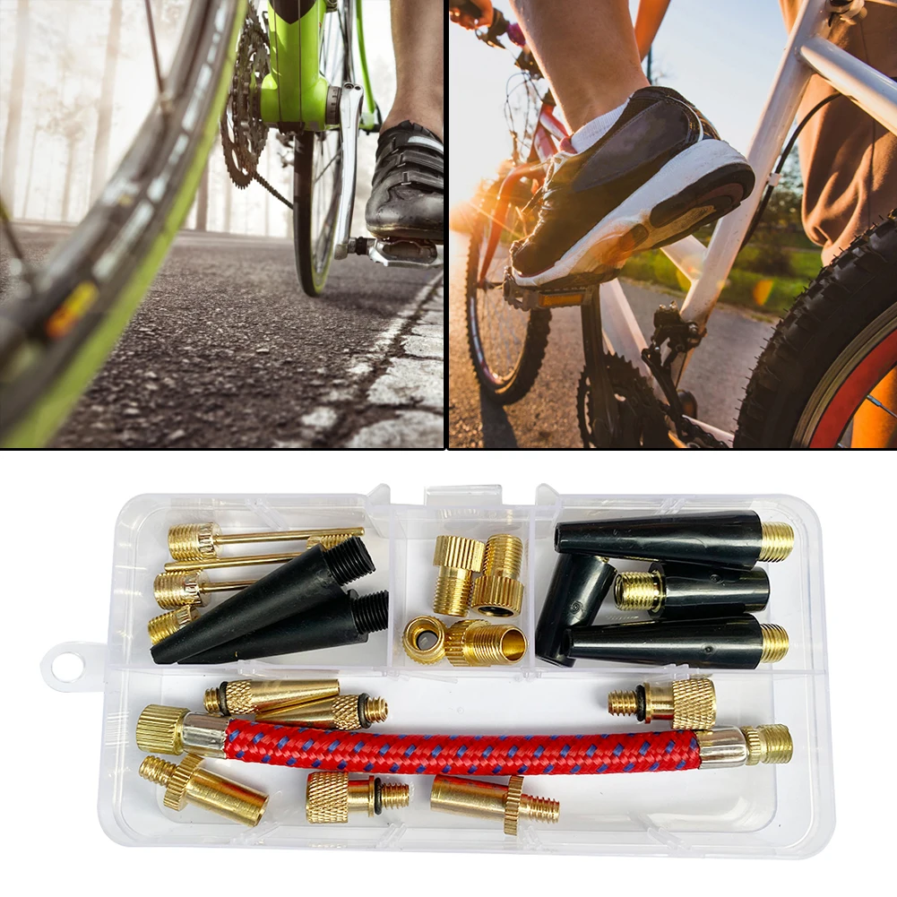 

21pcs/set Bicycle Tire Inflatable Tube Needle Air Hose Adapter Kits Bicycle Repair Tools Connector Pump Basketball Valve