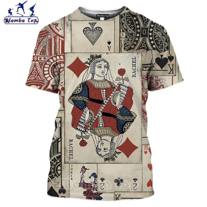 

Mamba Top Poker T Shirt Women Spade Playing Cards Short Sleeve Tees TAROT Game 3D Print Dice Chips Casual Sandy Beach Men Tshirt