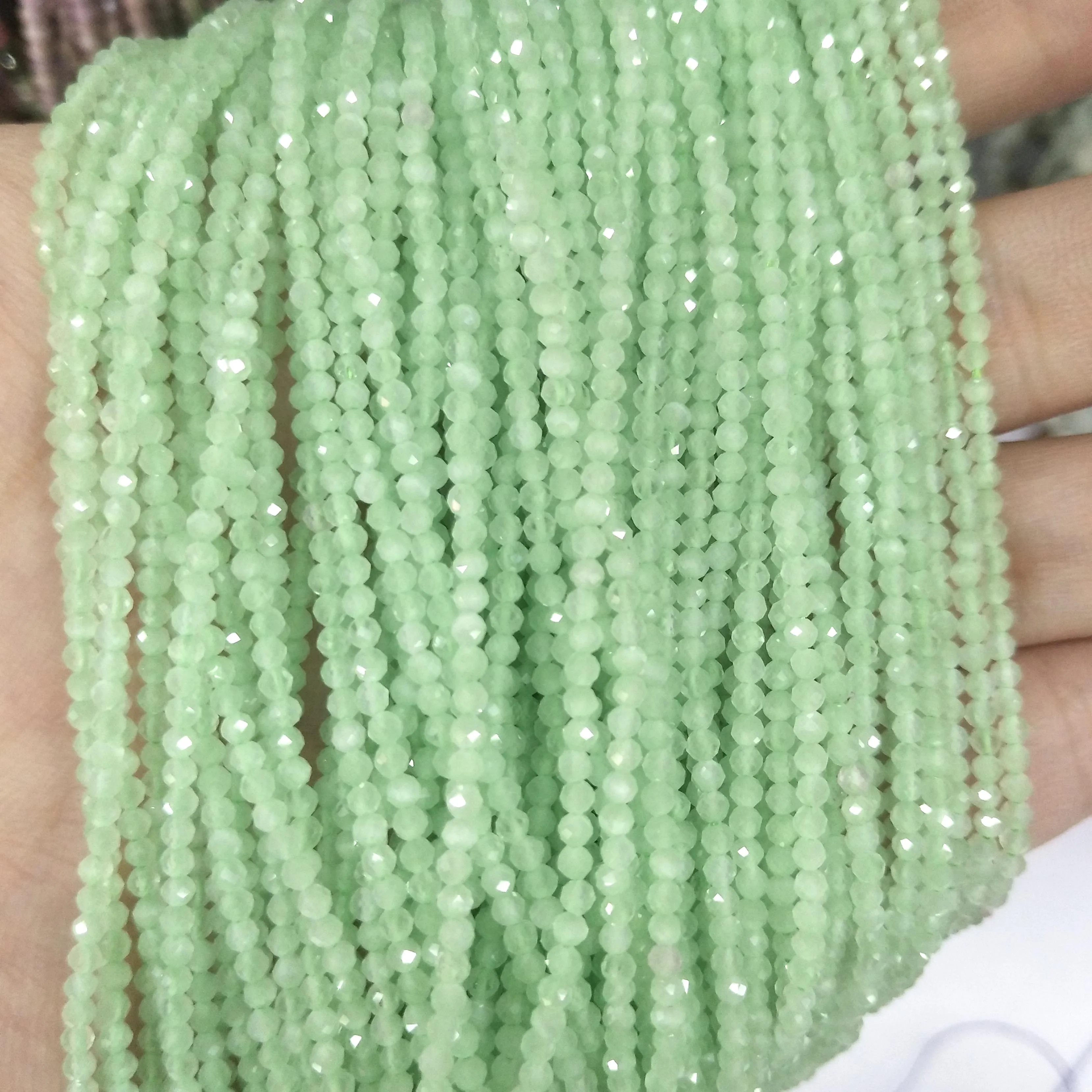 Light green Cat eye Граненые 2 мм бусины из натурального камня розовый кристалл кварца лазурит Агаты драгоценные камни бусины для самостоятельного изготовления ювелирных изделий браслет ожерелье - Цвет: Light green Cat eye