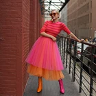 Женская многоярусная юбка из тюля, праздничная юбка до середины икры в несколько рядов, юбка для выпускного вечера, 2 цвета