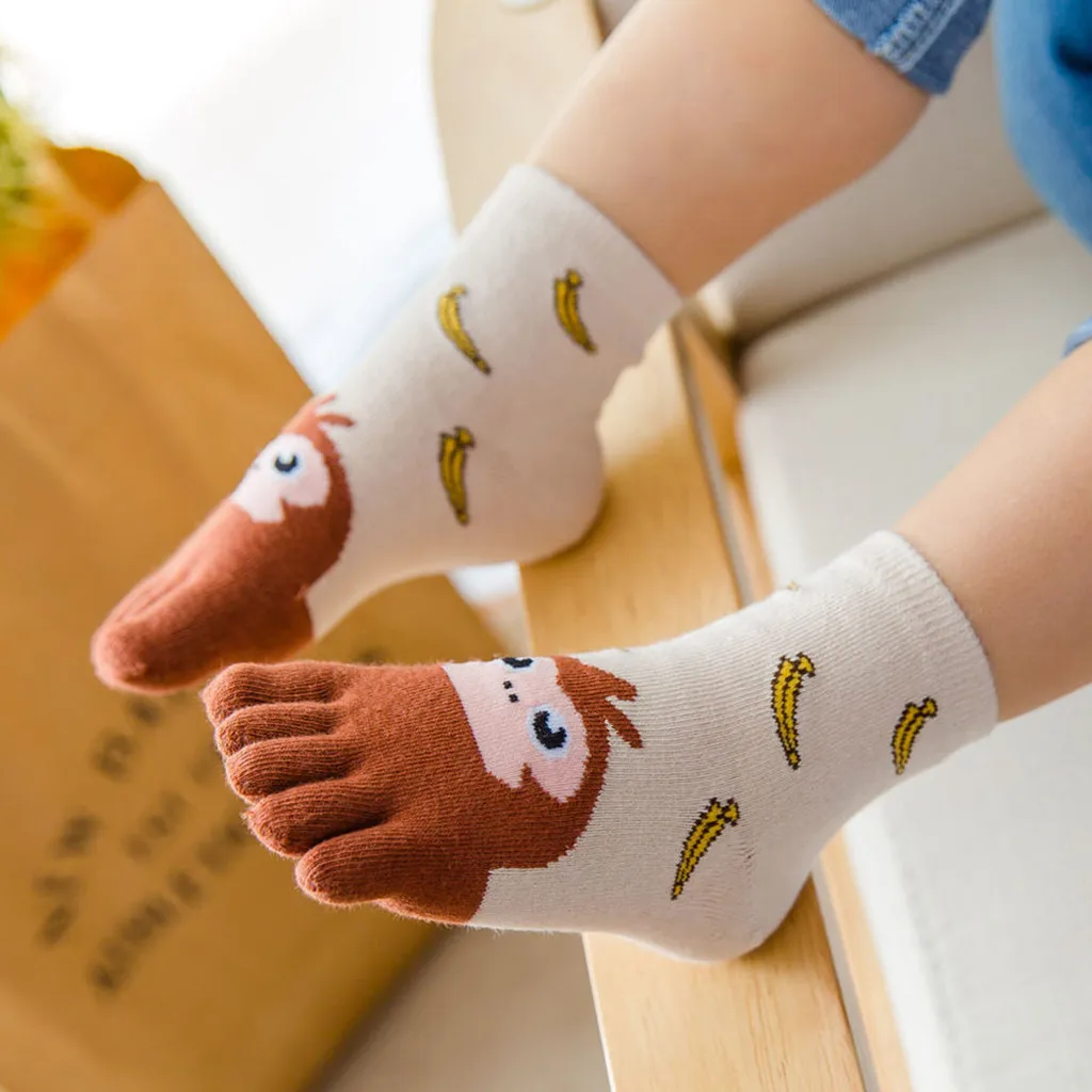 Toddler Baby Socks Kids Girls Boy Cartoon Animal Five Fingers Anti Slip Cotton Soft Sock Calcetines M800# | Мать и ребенок