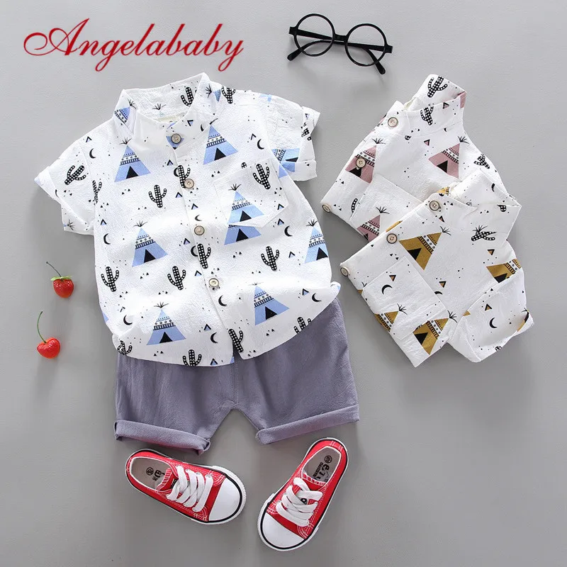 Рубашка с коротким рукавом и шорты для мальчиков принтом |