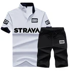 Комплекты велосипедных Джерси STRAVA, одежда для велоспорта с коротким рукавом, рубашка и шорты для горных велосипедов