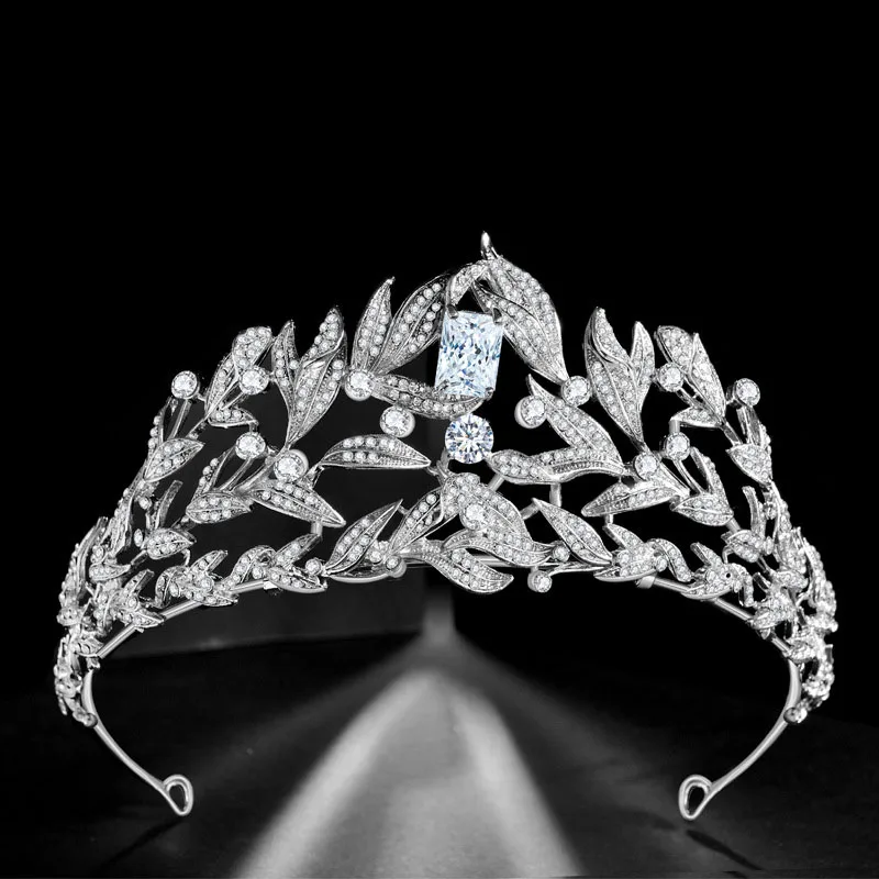SLBRIDAL Серебряные стразы кристалл кубического циркония свадебная диадема свадебные аксессуары для волос подружки невесты принцесса женские ювелирные изделия