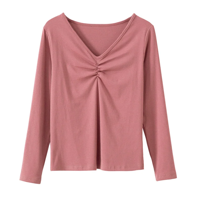 

2020 Autumn Winter Top Pink T Shirt White Sexy Tee Shirt Femme Female Slim High Quality Long Sleeve Tops Fashion Clothes