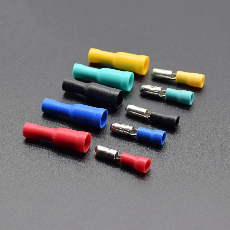 Each color 10pcs 50 шт. 25 шт. женский 25 шт. мужской изолированный Электрический разъем обжимной пуля терминал для 22~ 16 AWG аудио проводки FRD MPD1-156 - Цвет: Each color 10pcs