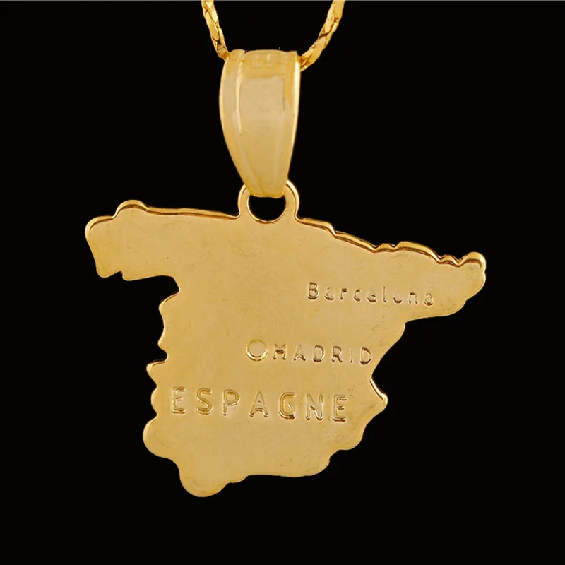 Классический Медь титановый сплав Испания карта кулон ожерелье испанский карты