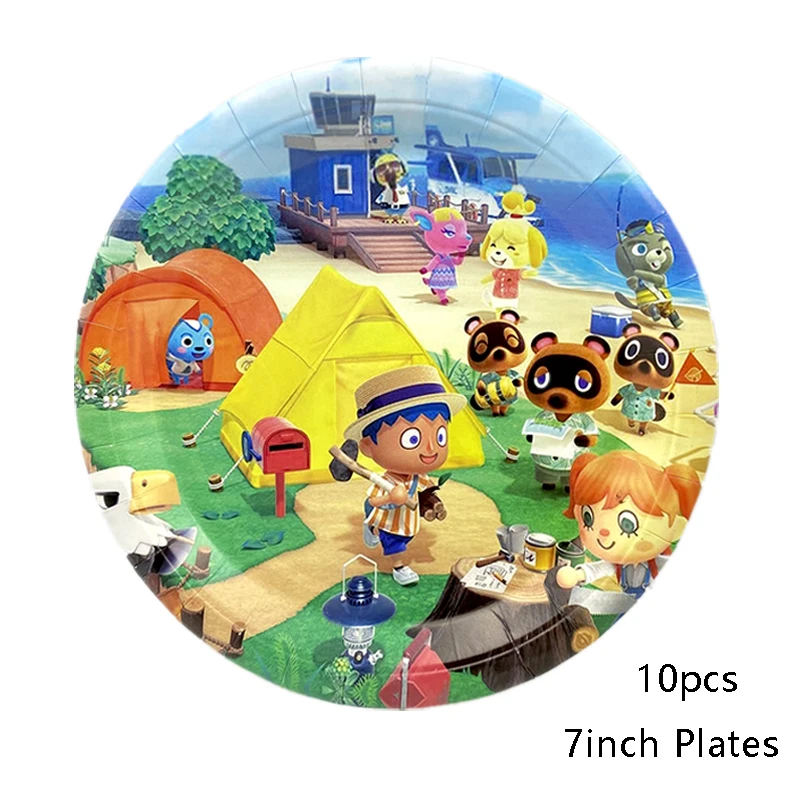 

Omilut Animal Crossing Birthday Disposable Plates/Cups/Napkins Baby Shower Animal Crossing Theme Party Decor Supplies