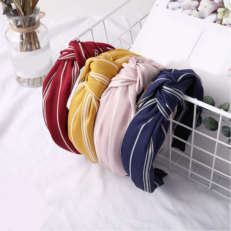 Women Cross Knotted Wide Headband Solid Color Striped Head Hoop Sport Yoga Stretch Twist Wrap Turban Girls Hair Accessories |