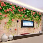 Фотообои 3D стерео кирпичные розы виноградные Цветы Фрески Гостиная ТВ диван спальня домашний Декор Фон настенная живопись фреска