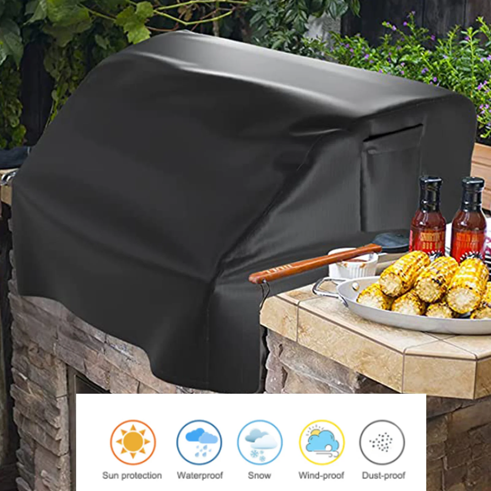 

36 Inch Built-in Grill Cover 210D Oxford Cloth Heavy Duty Waterproof BBQ Island Grill Cover, UV And Fade Resistant