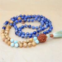 6mm sodalite 108 beads handmade tassel necklace buddhism religious healing meditation lucky prayer unisex chakra bracelet