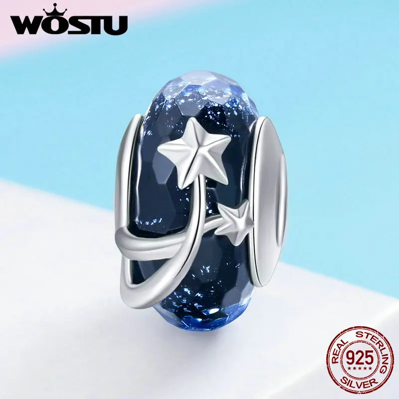 WOSTU 100% подлинное Стерлинговое Серебро 925 пробы милые бусины из муранского стекла