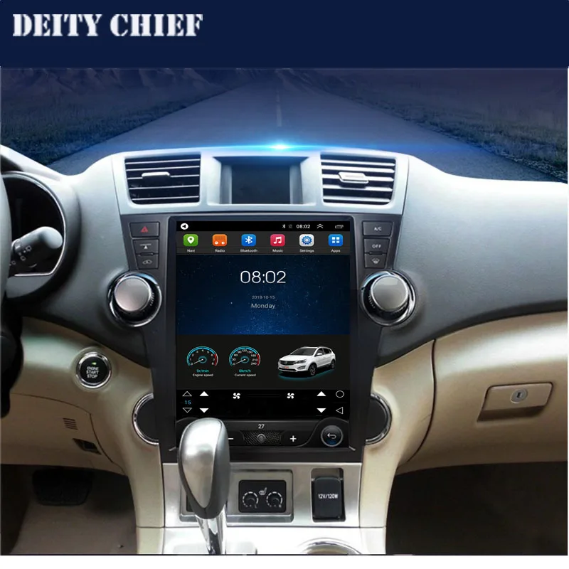 12 1 дюймовый автомобильный DVD плеер в стиле Tesla с Android GPS Навигатором для Toyota Highlander