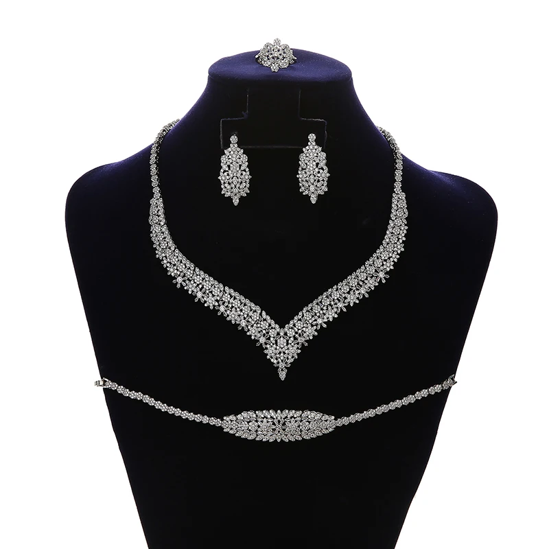 

Jewelry Set HADIYANA Trendy Necklace Earrings Ring And Bracelet 4pcs Set Women Bridal Zirconia Wedding CN1858 Conjunto de joyas