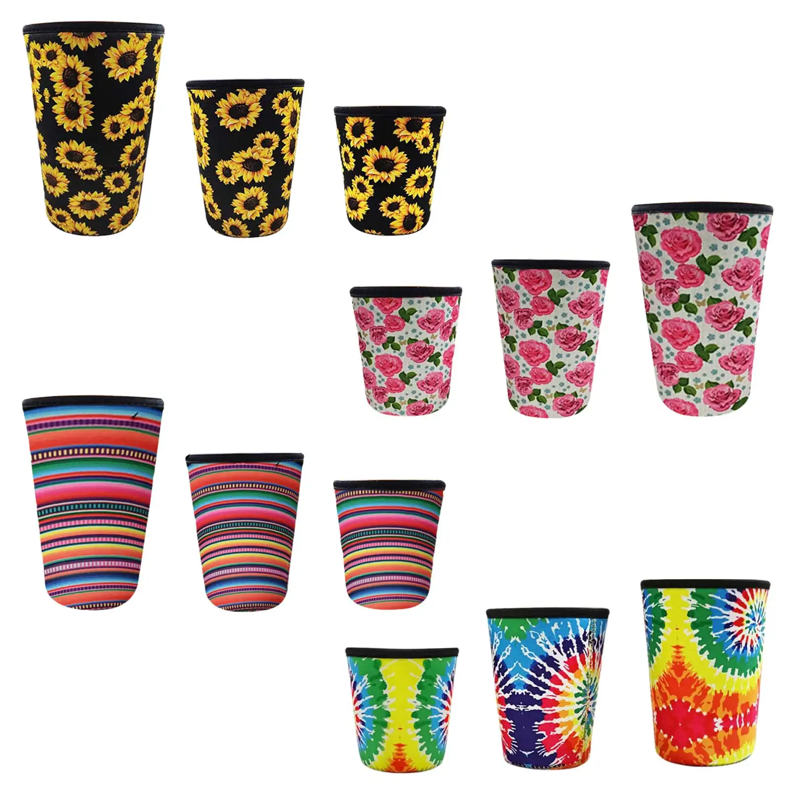 3 шт. многоразовые ледяные кофейные чашки с защитой от падения неопреновый рукав