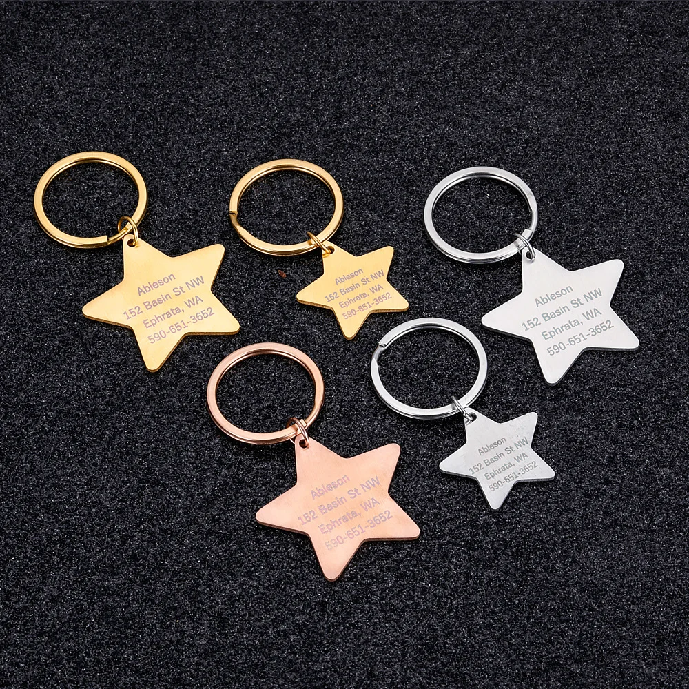 personalized dog tags engraved cat puppy pet id name phone number collar tag pendant pet accessories pentagram dog tag free global shipping