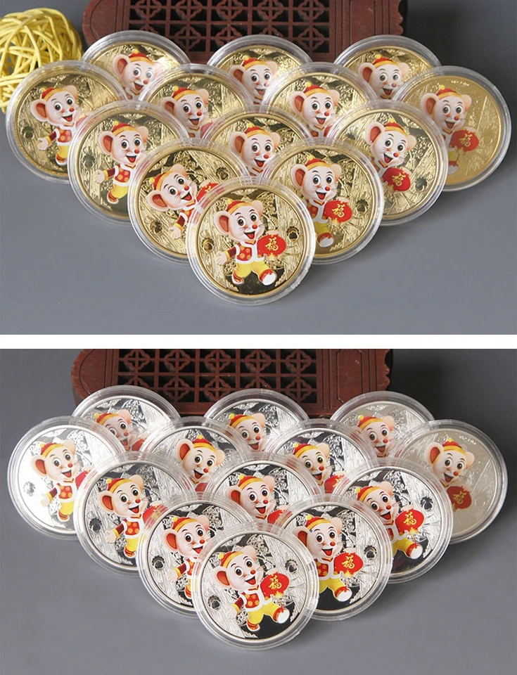 2020 крыса Сувенирная Монета Китайский Зодиак памятная монета новогодние