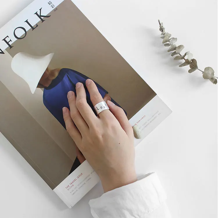 

DIEERLAN Boho Vintage Silver Color LOVE Rings For Women Men Big Open Finger Rings Party Gifts Anillos