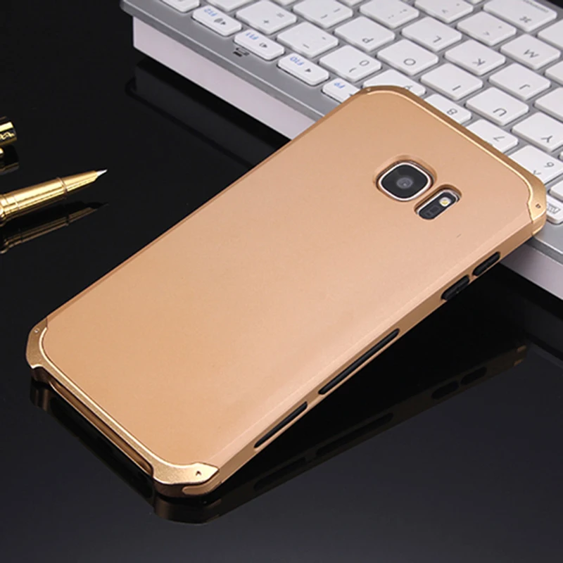 Dropshipping Anti-fall Metal Frame Plastic Back For Samsung Galaxy S7 Aluminum Alloy S7 Mobile Bumper S7 Case Cover+Gift
