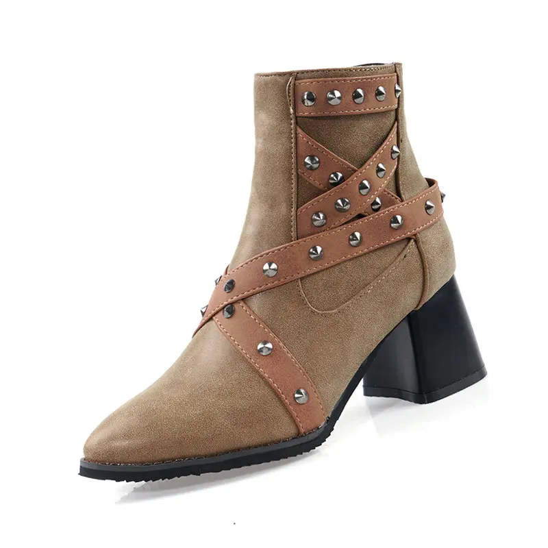 B2-1 женские ботильоны из искусственной кожи размера плюс Размеры 35-48 зимние