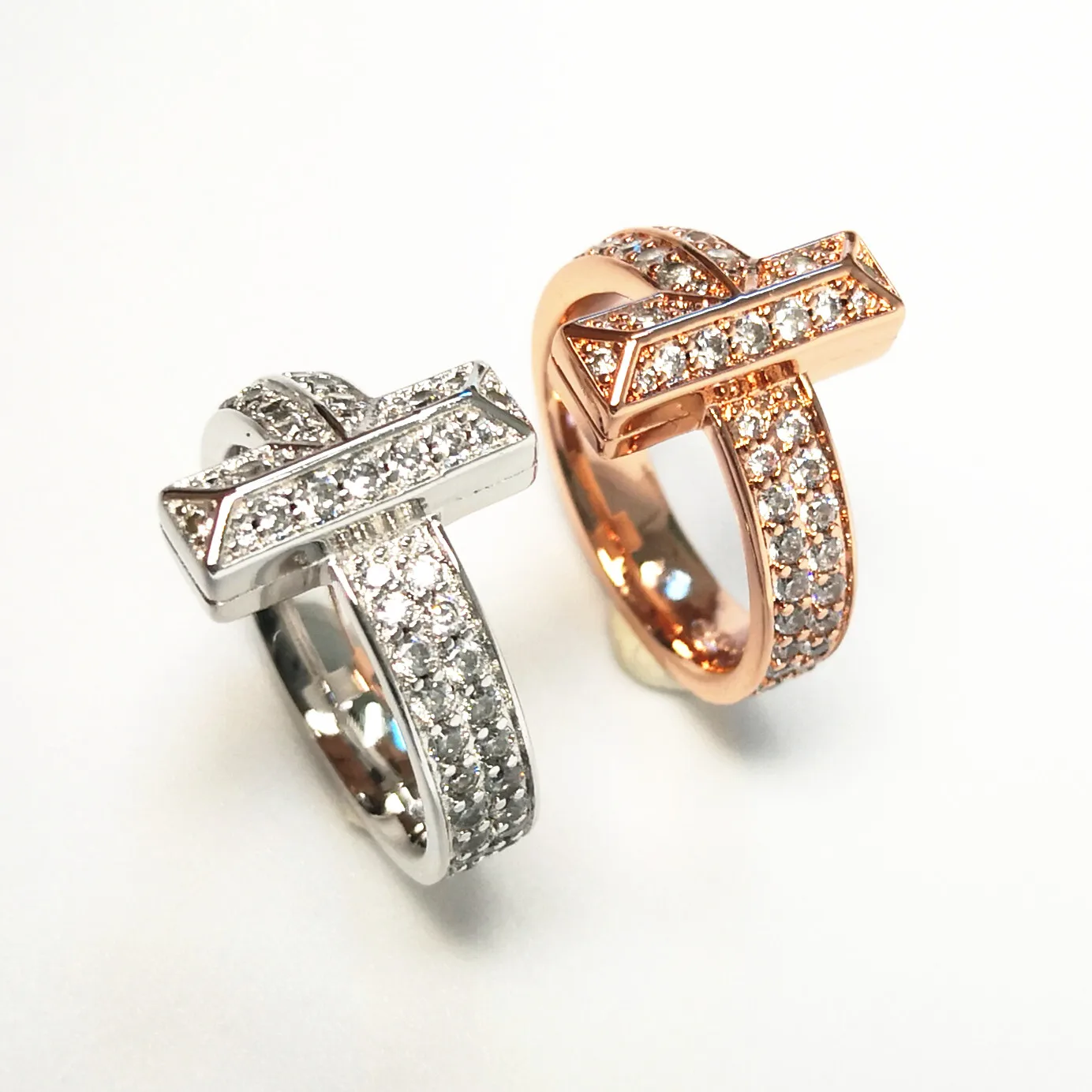 

New ladies S925 sterling silver rose gold letters inlaid zircon silver ring jewelry couple holiday anniversary gift