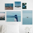 Картина на холсте с изображением серфинга, морского пляжа, пейзажа, летних каникул, настенный художественный плакат, скандинавский принт год, фотография, картина, Современное украшение