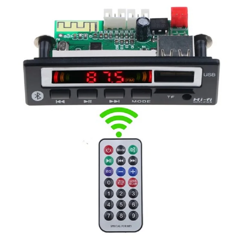 

NEW-Bluetooth5.0 Mp3 Wma Wav Decoder Board 5V 12V Wireless Audio Module Color Screen Usb Tf Fm Radio For Car Accessories